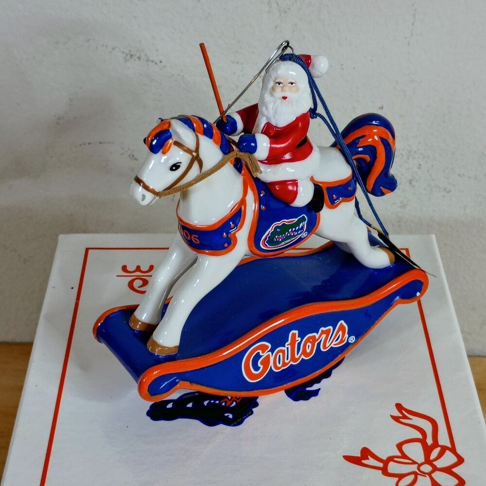 Danbury Mint 2006 Florida Gators Rockin' Santa Rocking Horse Ornament Boxed